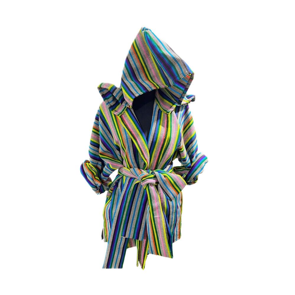 NEW ETHNIQUE lain handmade robe jacket in rainbow